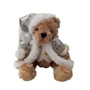 Ganz Royal Santa Bear Plush Silver Hooded Cape & Hat Christmas Holiday Teddy 12"